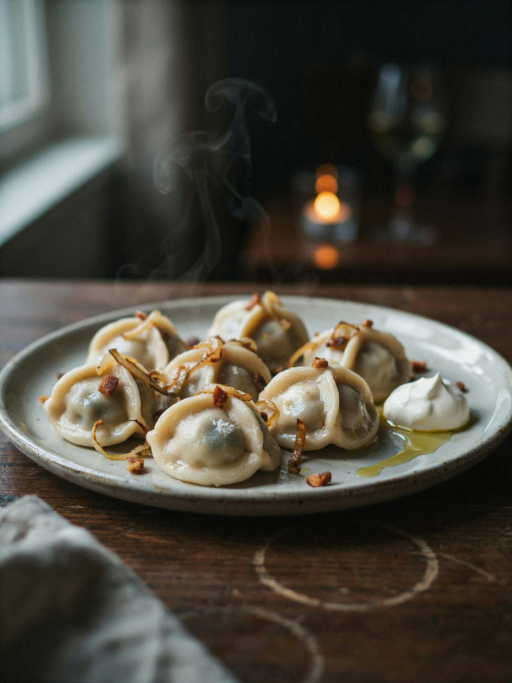 Вареники с картошкой и шкварками