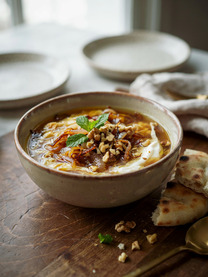 Эшкене, персидский луковый суп с яйцом (Eshkeneh)