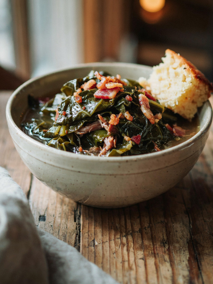 Тушёная зелень коларда (Collard greens)