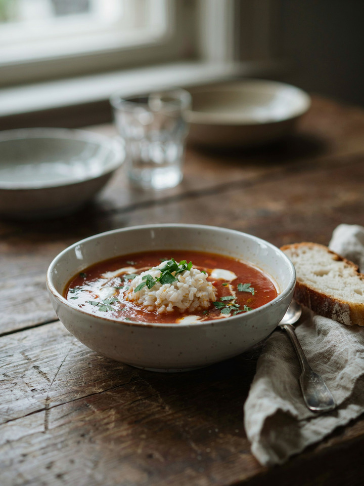 Томатная зупа с рисом (Zupa pomidorowa)