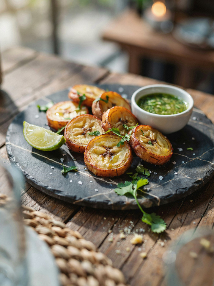 Тостонес - жареные платаны с чесноком (Tostones)