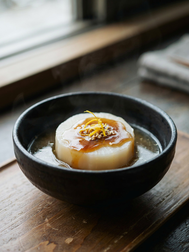 Тушёный дайкон с мисо (Furofuki daikon)