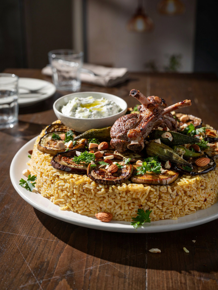 Маклюба с бамией и мясом
