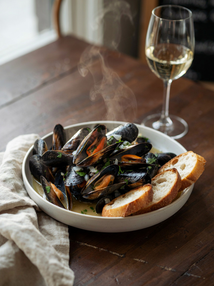 Мидии по-мариньер (Moules marinière)