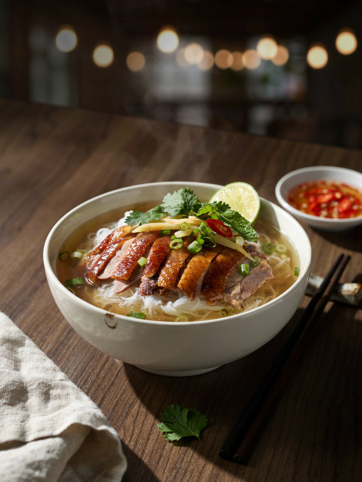 Утиный суп с лапшой и побегами бамбука (Bún măng vịt)